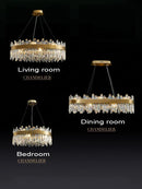 GobekUsa Crystal Chandelier LED Dining Room Light Gold Lustres