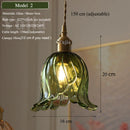 Vintage Green Glass Pendant Light With Brass Finish