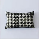 GobekUsa Houndstooth Cushion Cover 30x50cm Black and White Bow Waist Pillow Case