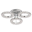 GobekUsa Crystal Chandelier 3Rings Chrome Pendant Light for Bedroom Living Room