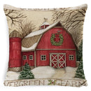 GobekUsa Christmas Snowman & Santa Claus Linen Pillow Cover for Festive Living Room Decor