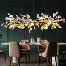 GobekUsa Leaf Branch Ceramic Chandelier | Modern Golden Lighting Fixture for Living Room