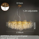 GobekUsa Gold Crystal Chandelier LED Round Light Island Branch Chandelier