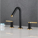 GobekUsa Gold Basin Faucet: Black Brass Widespread Bathroom Tap with Chrome Finish