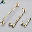 GobekUsa Brushed Gold Bathroom Accessories Set: Towel Rail, Paper Holder, Hook, Stainless Steel