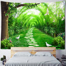 GobekUsa Bamboo Forest Pigeon Path Tapestry: Hippie Psychedelic Wall Hanging for Natural Home Decor