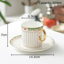 GobekUsa Gold-Striped Ceramic Cup & Saucer Set for Dining Table Coffee Milk Tea Juice