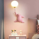GobekUsa Blue Pink Bear Wall Lamp for Kids Bedroom, 3D Moon Lighting, G9 Bulb