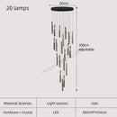 GobekUsa Gold Crystal Stairs Chandelier Luxe LED Pendant Light Luxury Indoor Lighting