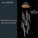 GobekUsa Crystal Circular Staircase Chandelier for Villa Duplex Foyer Decoration