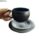 GobekUsa Frosted 250ml Ceramic Cup & Saucer Set for Coffee, Tea, Juice