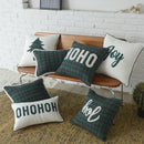 GobekUsa Christmas Plaid Cotton Cushion Cover with Letter Snowflake Embroidery