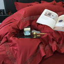 GobekUsa Grey Hollow Lace 1000TC Egyptian Cotton Bedding Set with Wide Edge
