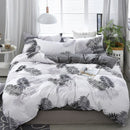 GobekUsa Geometric Floral Bedding Set with Quilt Cover, Duvet Cover, Sheet, and Pillows