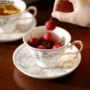 GobekUsa Lace Floral Ceramic Cup&saucer Set for Elegant Dining and Tea Time