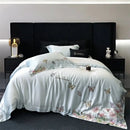 GobekUsa Butterfly Flowers Embroidery Bedding Set: Silky Soft Eucalyptus Fiber Duvet Cover