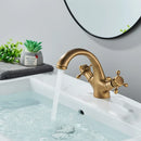 GobekUsa Antique Brass Dual Handle Basin Faucet Deck Mounted Bathroom Mixer Tap