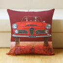 GobekUsa Cartoon Dog Car Drive Pillow Cover 45x45cm Linen Sofa Home Decor
