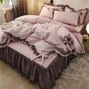 GobekUsa Korean Bed Skirt Set with Ruffled Edges - Solid, Skin-Friendly Bedding Kit