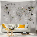 GobekUsa Cartoon Animals Map Tapestry Wall Hanging for Cute Children's Room Decor