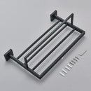 GobekUsa Black Bathroom Accessories Set: Robe Hook, Towel Rail, Shelf, Tissue Holder