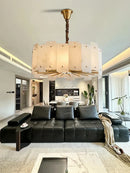GobekUsa Brass Stone Pendant Light Dimmable E14 Bulb for Dining Room