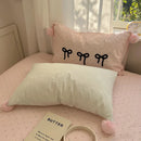 GobekUsa Korean Princess Bow Lattice Pompom Bedding Set - Single Queen Size