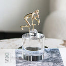 GobekUsa Geometric Crystal Sculpture: Golden Metal Handcrafted Worker Figurine