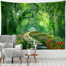 GobekUsa Bamboo Forest Pigeon Path Tapestry: Hippie Psychedelic Wall Hanging for Natural Home Decor