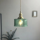 GobekUsa Green Glass LED Hanging Light Fixture Copper Socket Modern Pendant Lamp