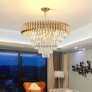GobekUsa Gold Crystal LED Pendant Light: Modern Luxury Suspension Lamp for Living Room & Restaurant