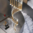 GobekUsa Black Stair Chandelier: Modern Duplex Living Room Dining Room LED Ceiling Light