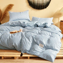 GobekUsa Japanese Grid Print Bed Set in Washed Cotton for Summer Comfort
