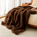 GobekUsa Luxe Faux Fox Plush Blanket: Thick, Warm, Soft Sofa Cover - High-Quality Solid Color