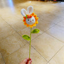 GobekUsa Knitted Sunflower & Rabbit Bouquet: Handmade Crochet DIY Home Decor & Gift