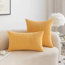 GobekUsa Corduroy Patchwork Striped Christmas Cushion Covers - Set of 2