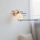 GobekUsa Amber Glass LED Wall Sconce Nordic Modern Wood Pull Chain Switch Stair Light