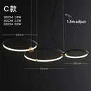 GobekUsa Black Gold Chandelier Creative Italian Design Light Metal LED Rings Circle