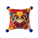 GobekUsa Dragon Year Cushion Cover 45x45cm Decorative Throw Pillow with Hair Ball Embroidery