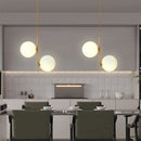 Nordic Glass Globe Pendant Light in Gold and White
