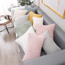 GobekUsa Corduroy Pompom Cushion Cover 45x45 for Sofa Living Room