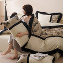 GobekUsa Ice Rayon Summer Bedding Set with Lace - Silky & Cozy Single/Double Bed Set