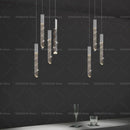 GobekUsa Crystal Loft Chandelier for Duplex Living Room & Stairwell, Long Hanging Lighting