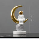 GobekUsa Astronaut Figurines: Modern Spaceman with Moon Sculpture, Perfect Gift for Man & Boyfriend