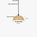 GobekUsa LED Wood Canopy Pendant Lights Yellow Travertine Stone Hanging Lamp