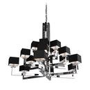 GobekUsa 12-Light Chrome Chandelier with Black Shades - 37x37 inches