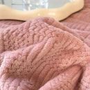 GobekUsa Cozy Jacquard Plush Blanket - Soft Coral Fleece - All-Season - European Solid Stripes