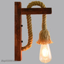GobekUsa Hemp Rope Wall Lamp Wood Sconce E27 Industrial Indoor Outdoor Light