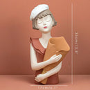 GobekUsa Balloon Girl Bust Vase and Tray Set - Modern Resin Sculptures for Living Room Decor
