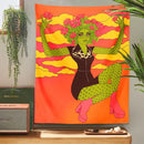 GobekUsa Cactus Girl Tapestry Wall Hanging 60s Flower Psychedelic Retro Boho Decor